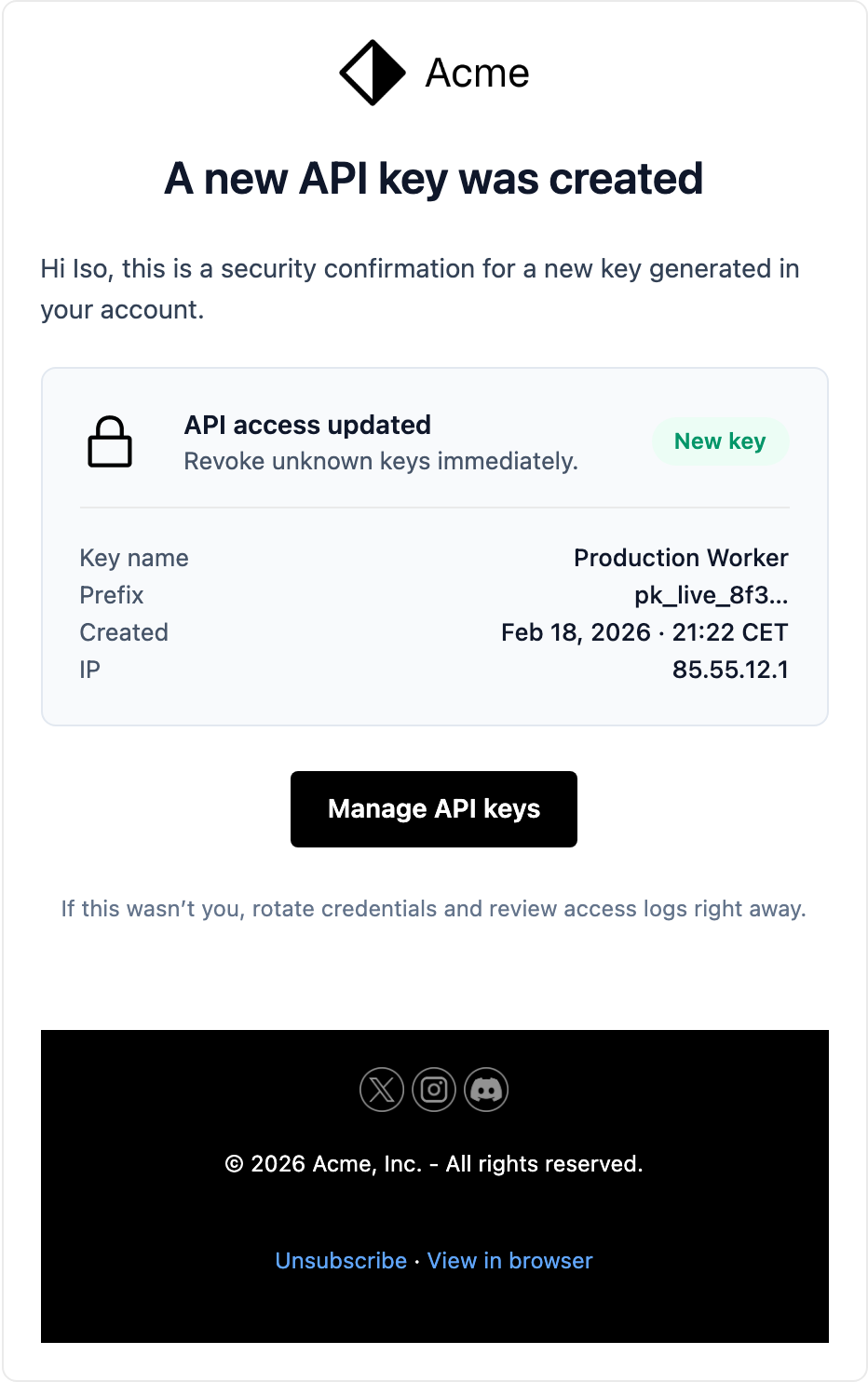 API Key Created