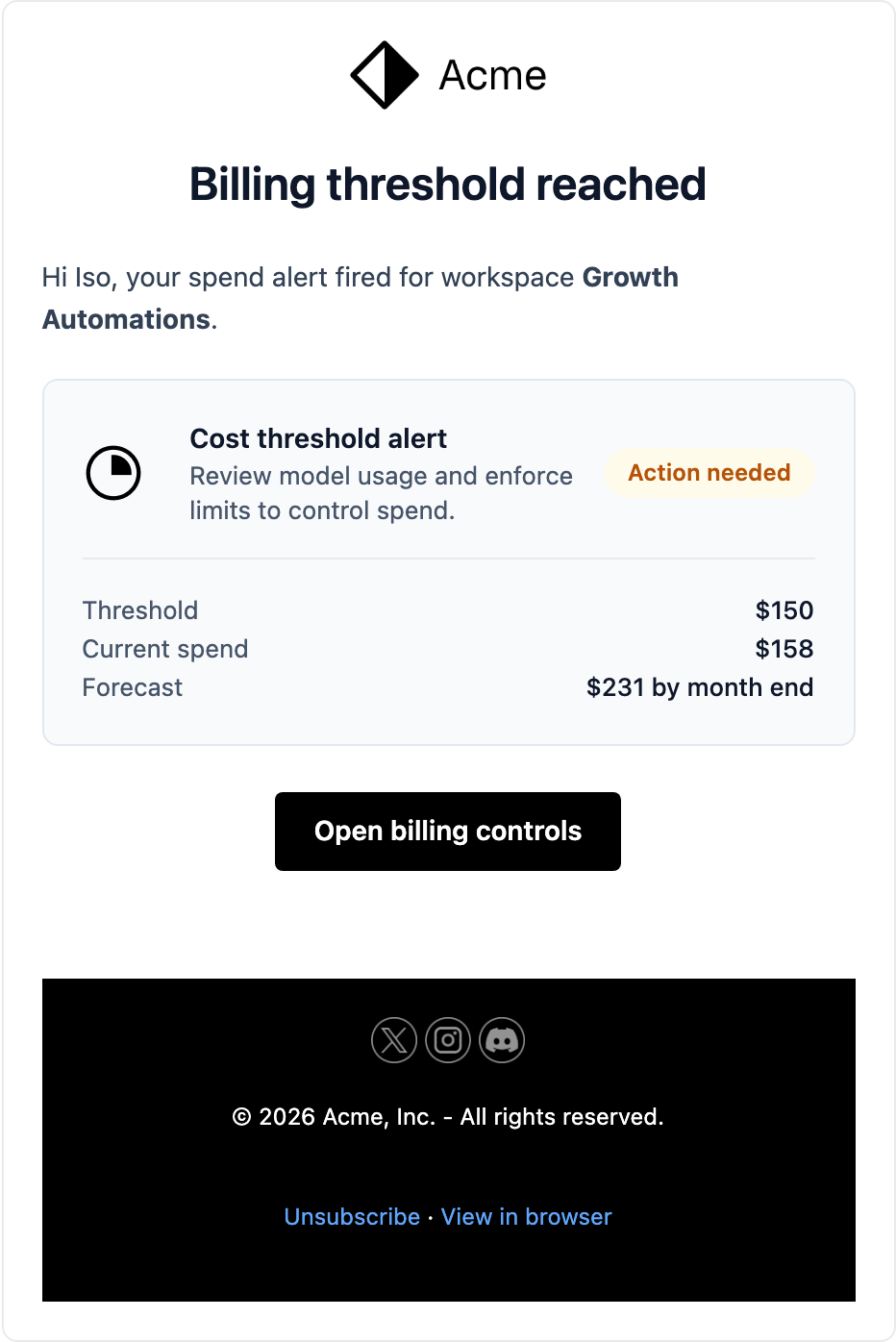 Billing Threshold