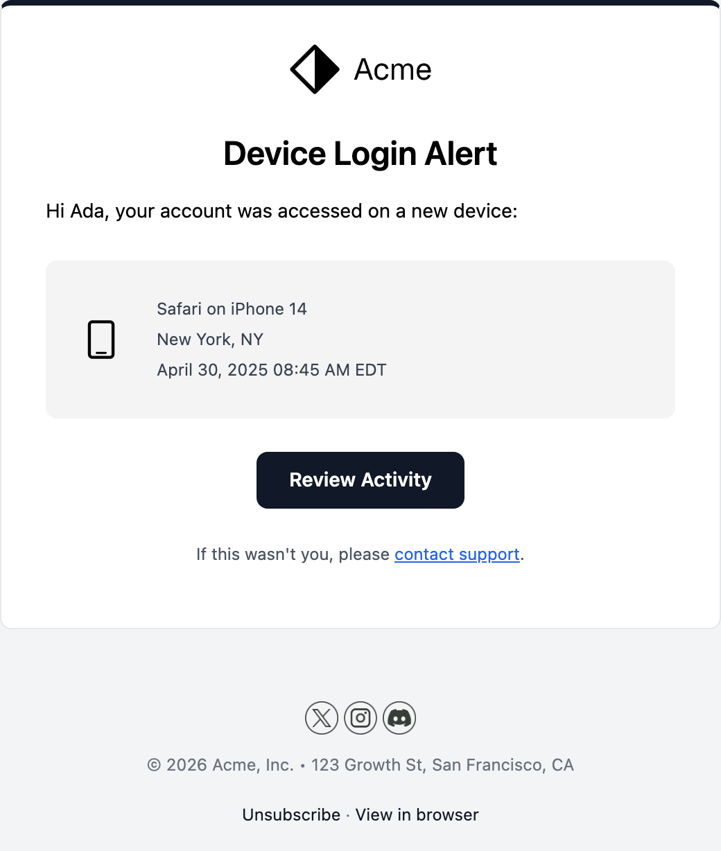 Device Login Alert