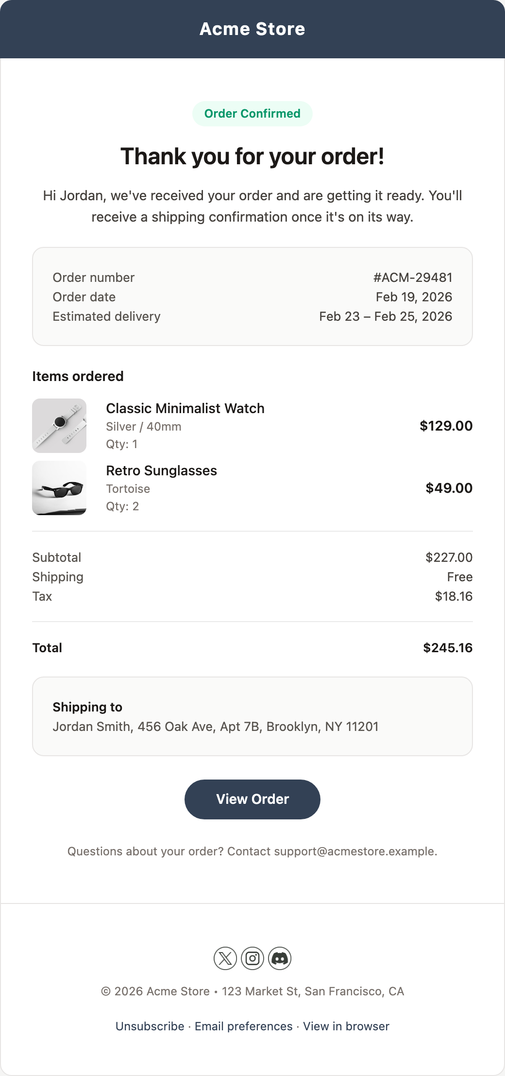 Order Confirmation