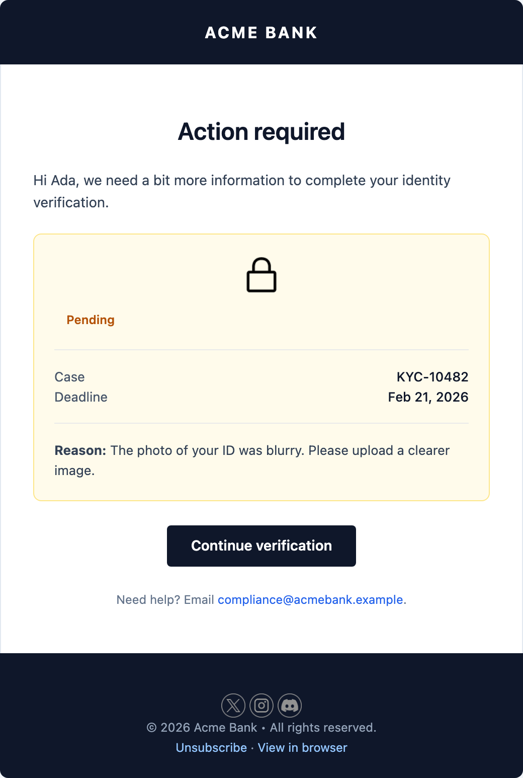KYC Action Required