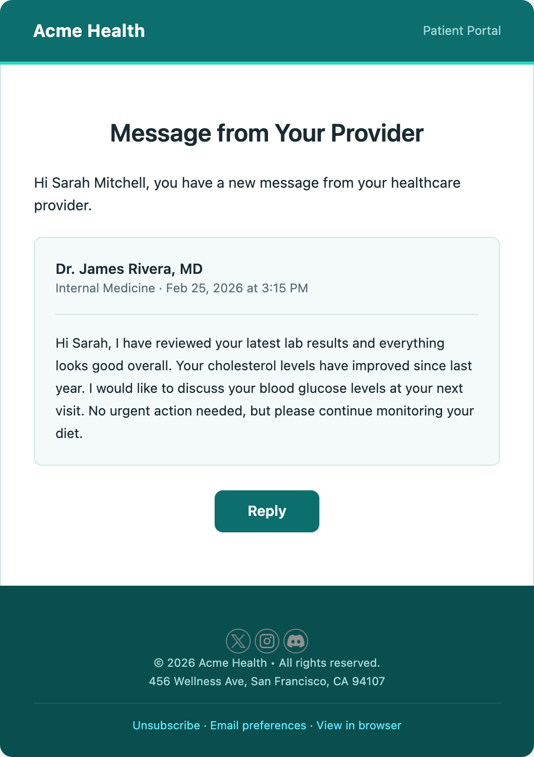 Provider Message