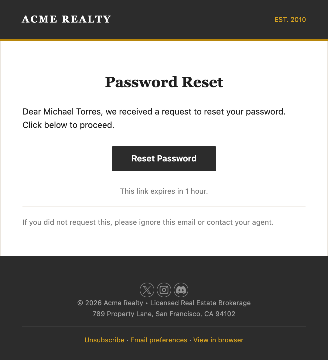Password Reset